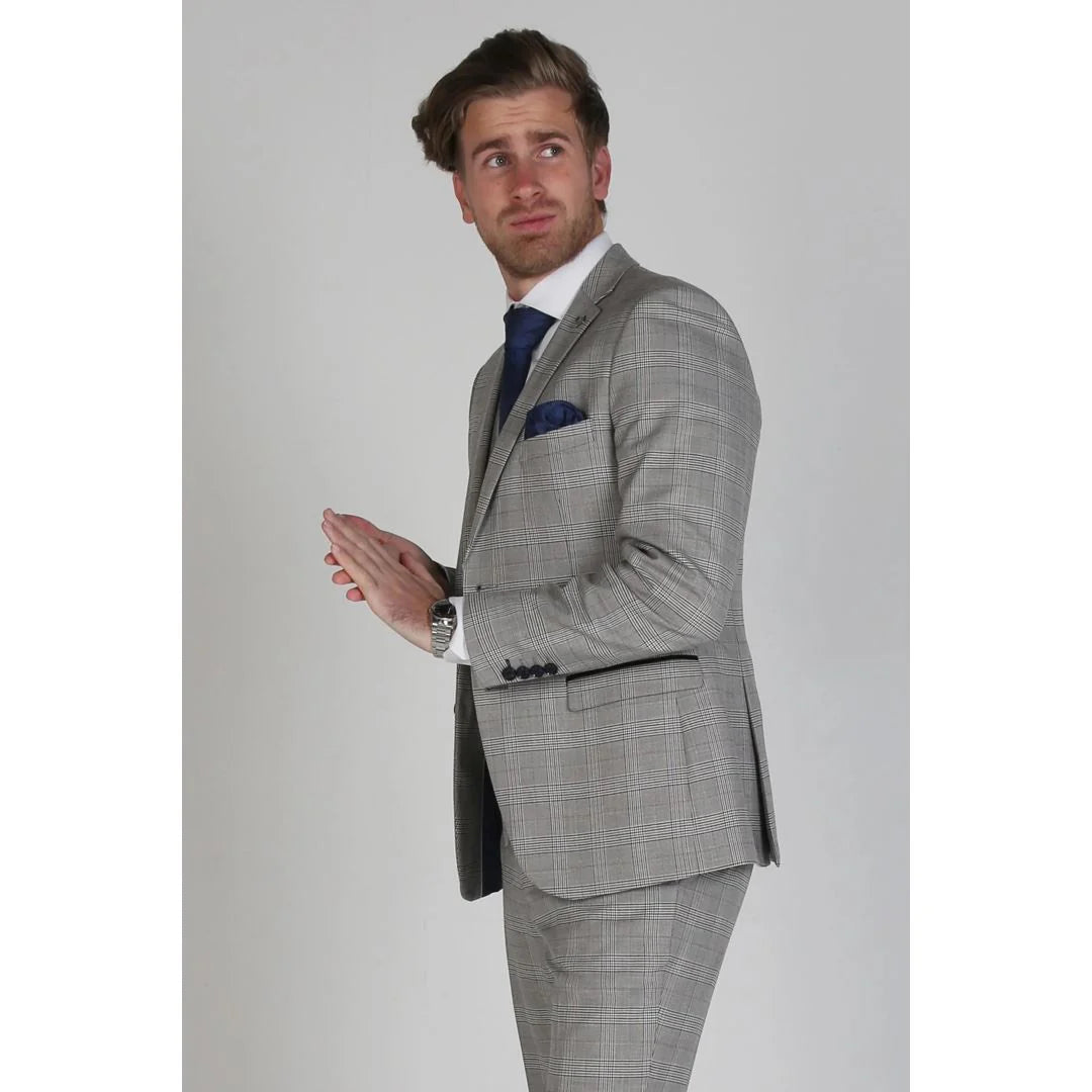 Hugo - Blazer masculino xadrez cinza