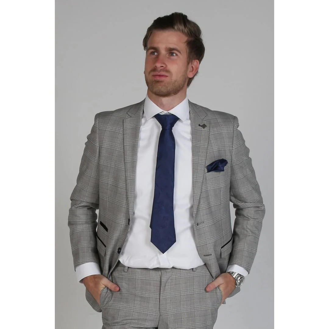 Hugo - Blazer masculino xadrez cinza