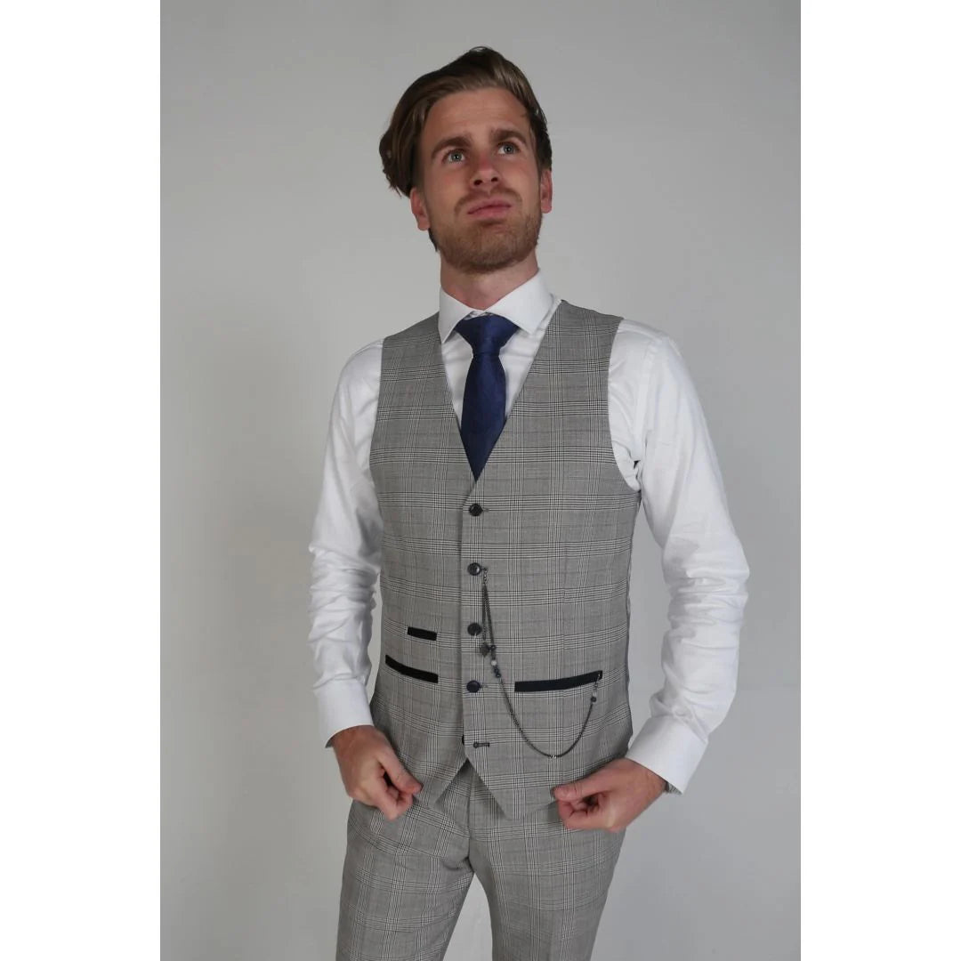 Hugo - Colete masculino xadrez cinza
