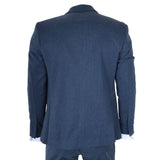 IM40 - Terno masculino de tweed espinha de peixe azul marinho de 3 peças
