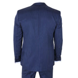 IM43 - Terno masculino de três peças azul marinho com risca de giz, estilo Shelby