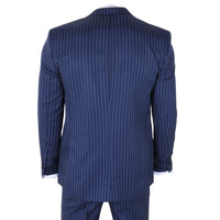 IM43 - Terno masculino de três peças azul marinho com risca de giz, estilo Shelby