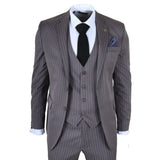 IM44 - Terno masculino risca de giz cinza de 3 peças estilo Shelby