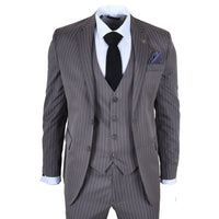 IM44 - Terno masculino risca de giz cinza de 3 peças estilo Shelby