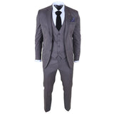 IM44 - Terno masculino risca de giz cinza de 3 peças estilo Shelby