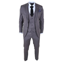 IM44 - Terno masculino risca de giz cinza de 3 peças estilo Shelby