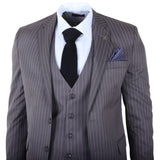 IM44 - Terno masculino risca de giz cinza de 3 peças estilo Shelby