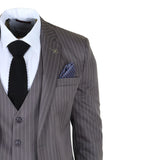 IM44 - Terno masculino risca de giz cinza de 3 peças estilo Shelby