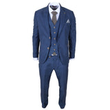 IM50 - Terno masculino azul xadrez de 3 peças com corte sob medida