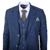 IM50 - Terno masculino azul xadrez de 3 peças com corte sob medida