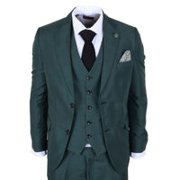 IM52 - Terno masculino de três peças com estampa xadrez verde e corte sob medida.