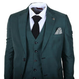 IM52 - Terno masculino de três peças com estampa xadrez verde e corte sob medida.