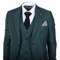IM52 - Terno masculino de três peças com estampa xadrez verde e corte sob medida.