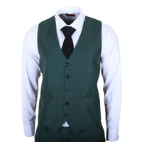 IM52 - Terno masculino de três peças com estampa xadrez verde e corte sob medida.