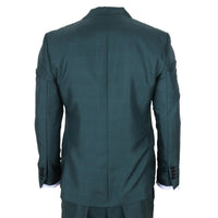 IM52 - Terno masculino de três peças com estampa xadrez verde e corte sob medida.