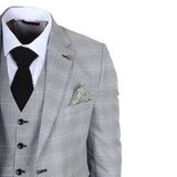 IM53 - Terno masculino cinza xadrez de 3 peças com corte sob medida