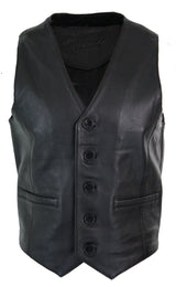 Infinity 153 Napa - Colete Masculino em Couro Legítimo, Estilo Clássico Vintage Retrô, Preto