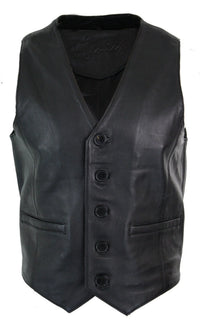 Infinity 153 Napa - Colete Masculino em Couro Legítimo, Estilo Clássico Vintage Retrô, Preto