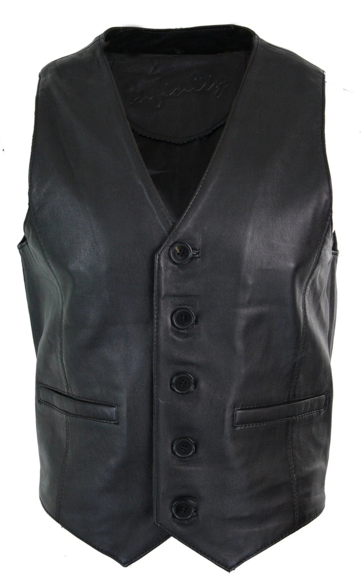 Infinity 153 Napa - Colete Masculino em Couro Legítimo, Estilo Clássico Vintage Retrô, Preto