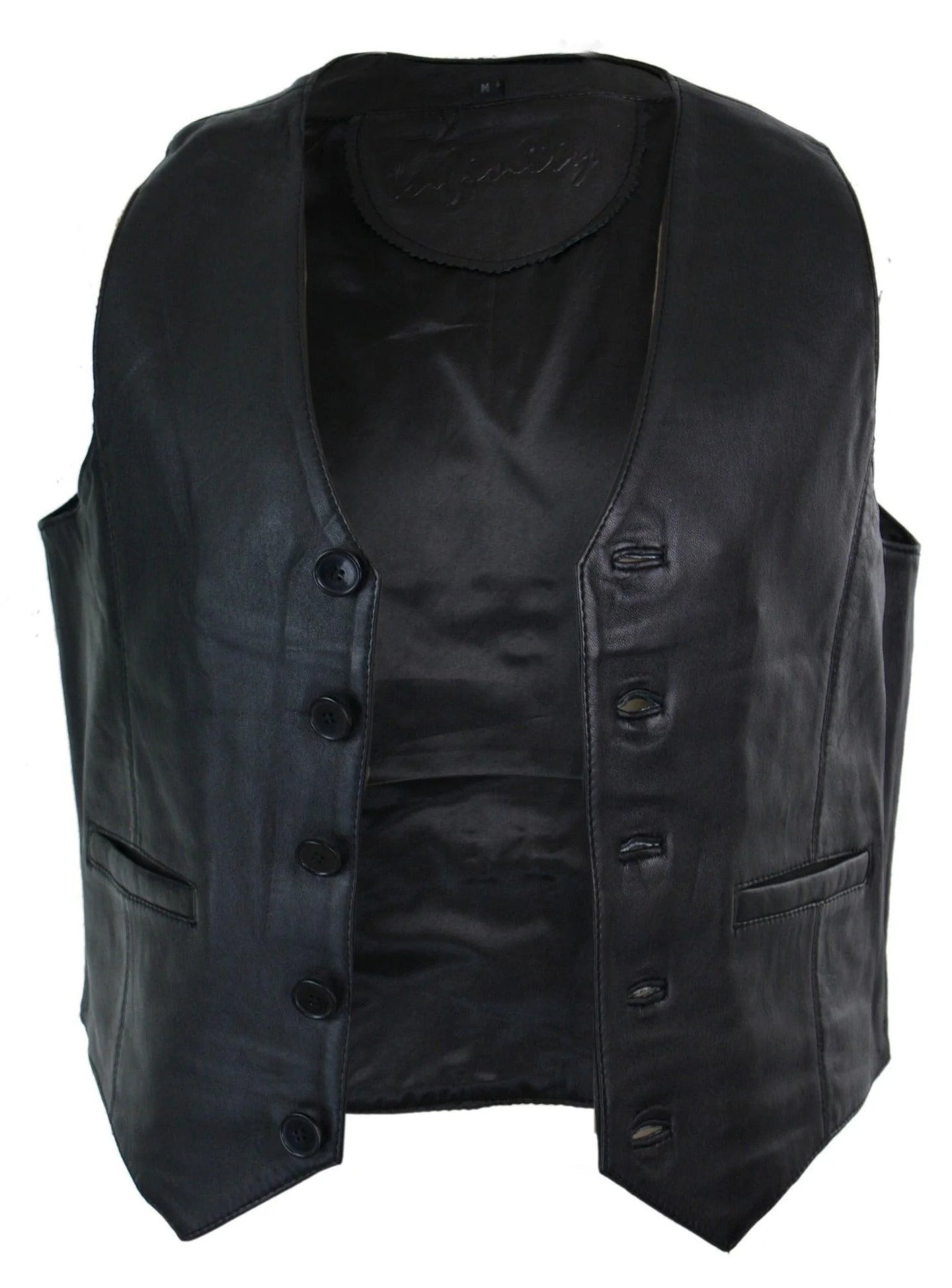 Infinity 153 Napa - Colete Masculino em Couro Legítimo, Estilo Clássico Vintage Retrô, Preto