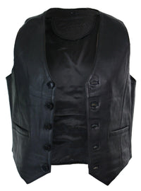 Infinity 153 Napa - Colete Masculino em Couro Legítimo, Estilo Clássico Vintage Retrô, Preto