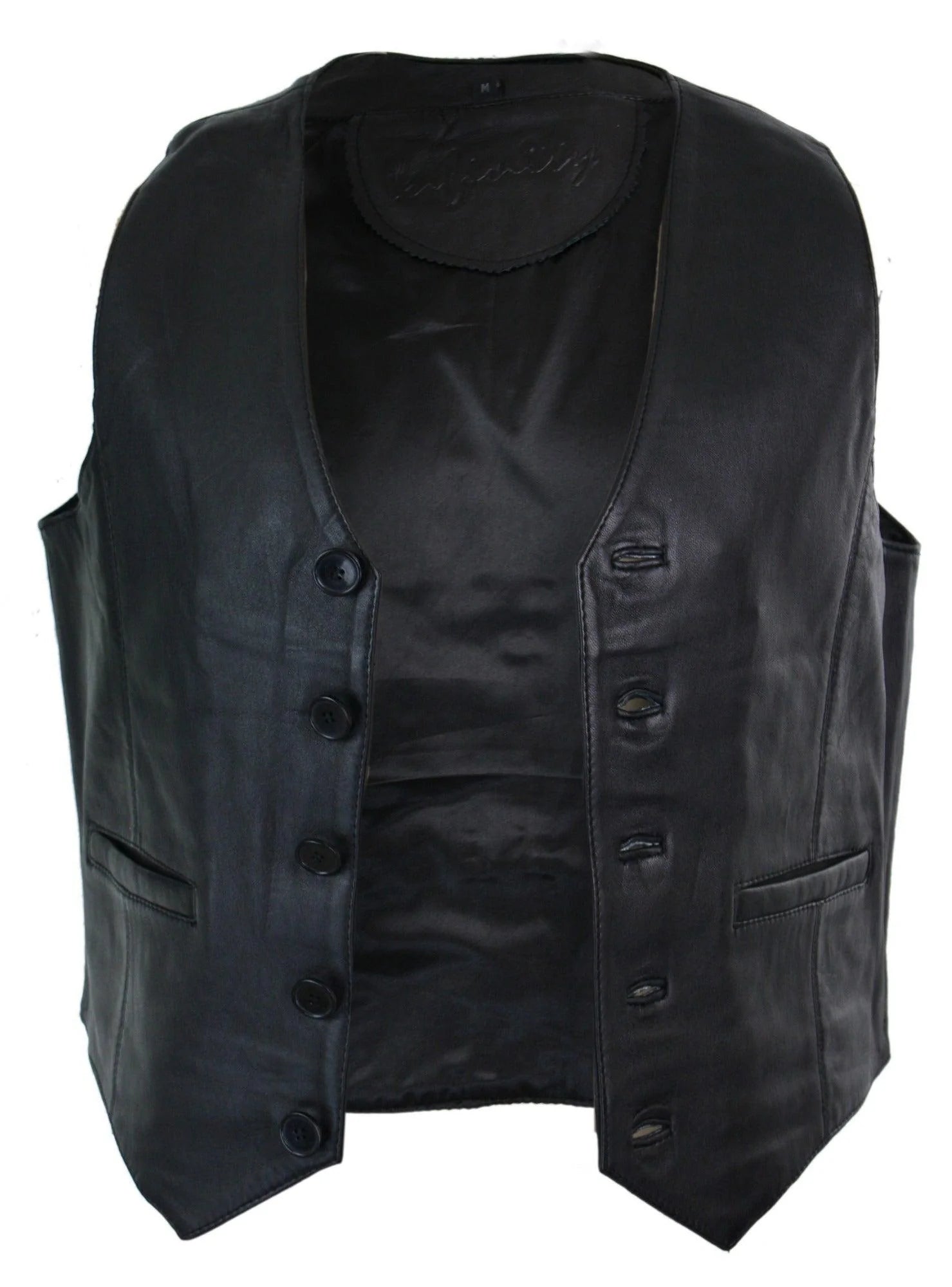 Infinity 153 Napa - Colete Masculino em Couro Legítimo, Estilo Clássico Vintage Retrô, Preto