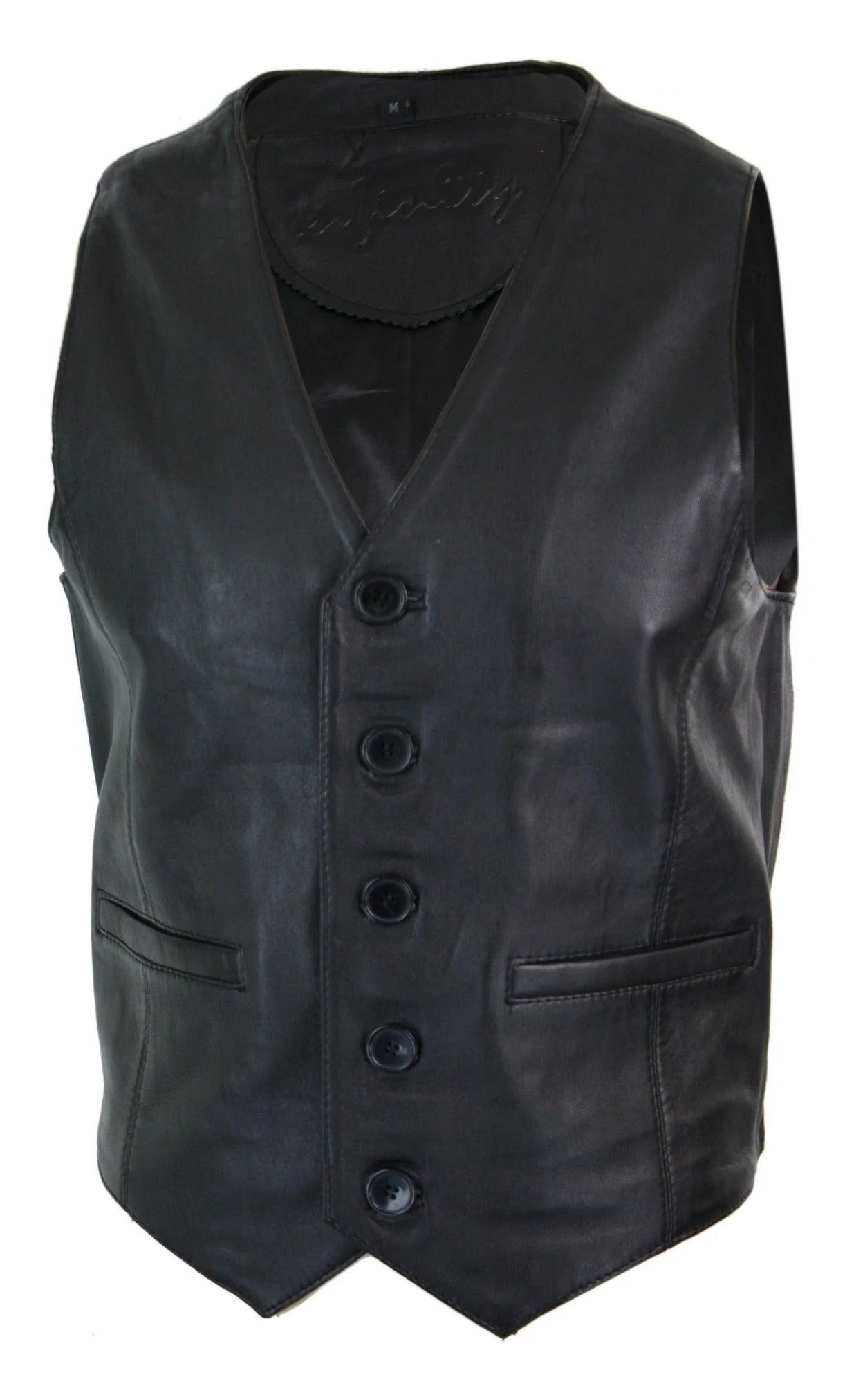 Infinity 153 Napa - Colete Masculino em Couro Legítimo, Estilo Clássico Vintage Retrô, Preto