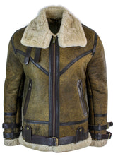 Jaqueta Viking Vintage RAF Infinity EK01 Masculina Sherling em Couro de Carneiro Genuíno, Marrom e Creme.