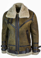Jaqueta Viking Vintage RAF Infinity EK01 Masculina Sherling em Couro de Carneiro Genuíno, Marrom e Creme.