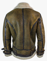 Jaqueta Viking Vintage RAF Infinity EK01 Masculina Sherling em Couro de Carneiro Genuíno, Marrom e Creme.