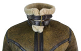 Jaqueta Viking Vintage RAF Infinity EK01 Masculina Sherling em Couro de Carneiro Genuíno, Marrom e Creme.