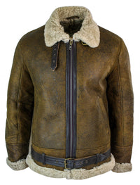 Jaqueta masculina vintage Infinity EK02 em pele de carneiro sherling creme, estilo piloto da Força Aérea Real Britânica (RAF).