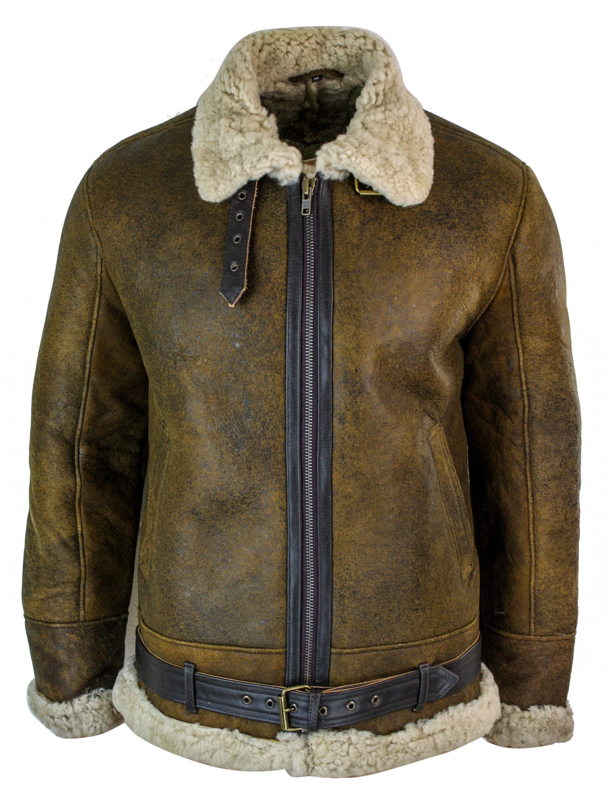 Jaqueta masculina vintage Infinity EK02 em pele de carneiro sherling creme, estilo piloto da Força Aérea Real Britânica (RAF).