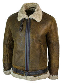 Jaqueta masculina vintage Infinity EK02 em pele de carneiro sherling creme, estilo piloto da Força Aérea Real Britânica (RAF).
