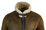 Jaqueta masculina vintage Infinity EK02 em pele de carneiro sherling creme, estilo piloto da Força Aérea Real Britânica (RAF).