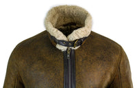 Jaqueta masculina vintage Infinity EK02 em pele de carneiro sherling creme, estilo piloto da Força Aérea Real Britânica (RAF).