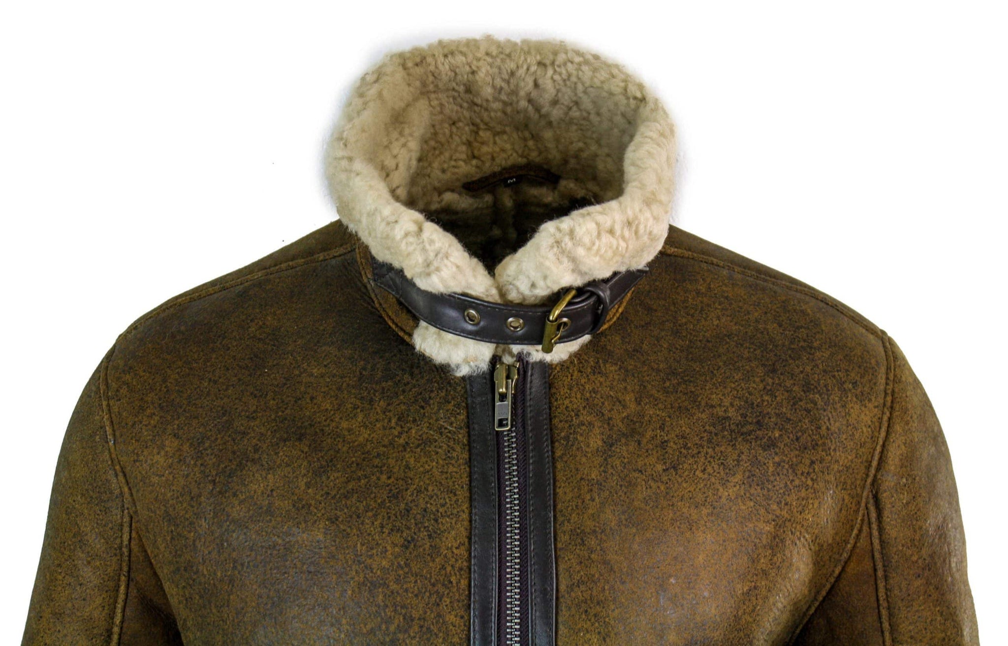 Jaqueta masculina vintage Infinity EK02 em pele de carneiro sherling creme, estilo piloto da Força Aérea Real Britânica (RAF).