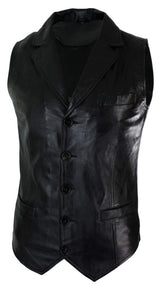 Colete masculino de couro legítimo marrom claro e preto, estilo vintage retrô.