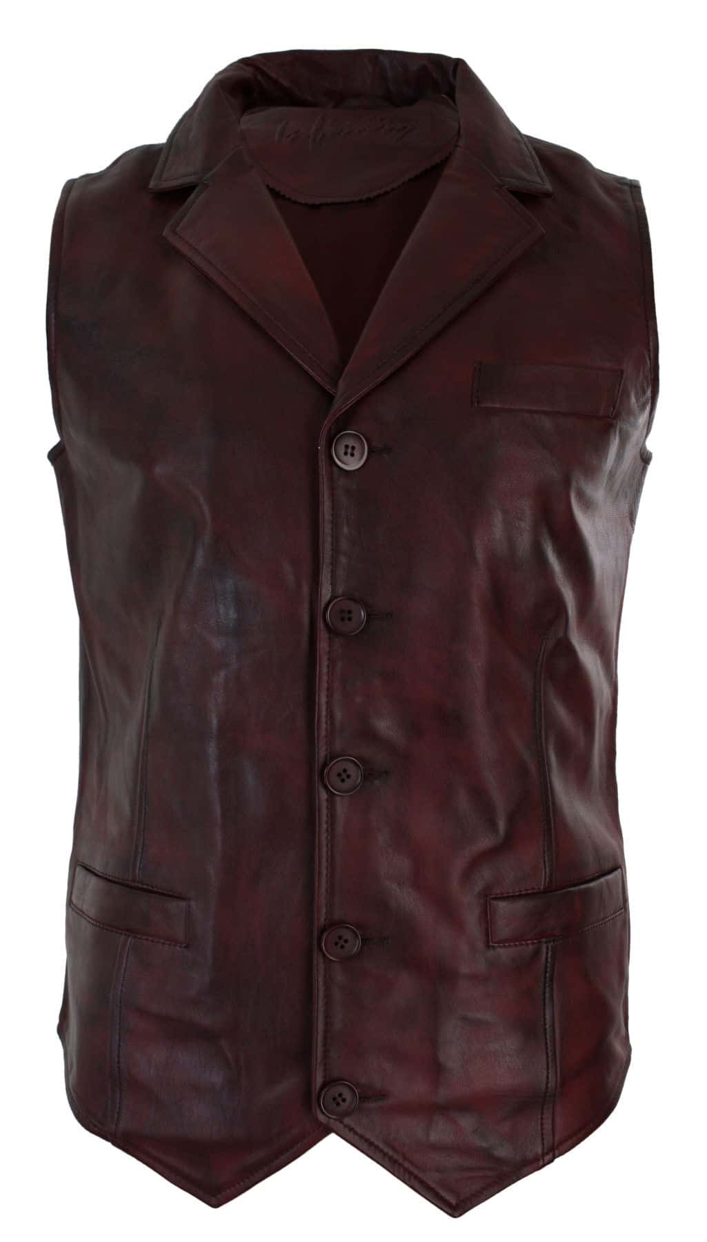 Colete masculino de couro legítimo marrom claro e preto, estilo vintage retrô, cor bordô.