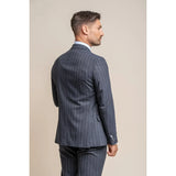 Invincible - Blazer masculino azul-marinho com risca de giz