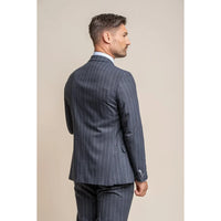 Invincible - Blazer masculino azul-marinho com risca de giz
