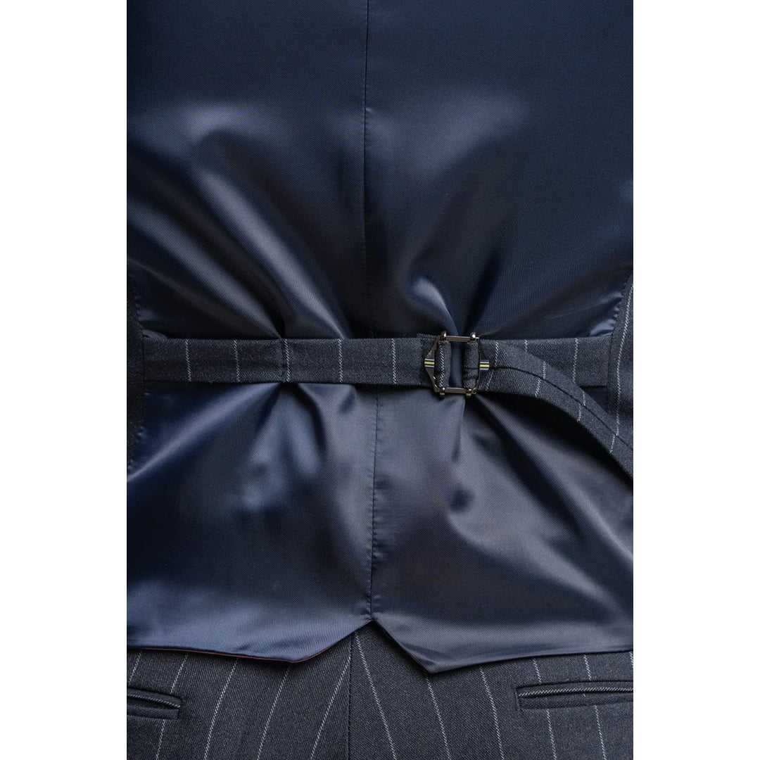 Colete masculino Invincible azul-marinho com risca de giz