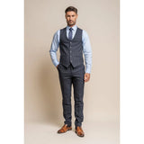 Colete masculino Invincible azul-marinho com risca de giz