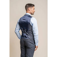 Colete masculino Invincible azul-marinho com risca de giz
