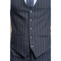 Colete masculino Invincible azul-marinho com risca de giz