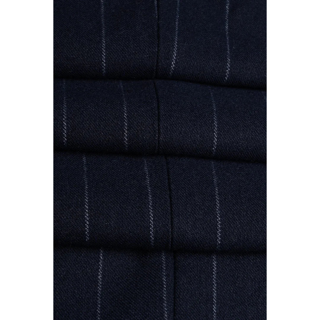 Colete masculino Invincible azul-marinho com risca de giz