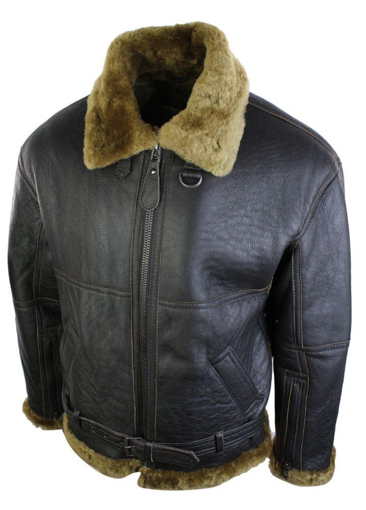 Jaqueta masculina original da RAF em pele de carneiro marrom, estilo piloto, clássica, cor gengibre.