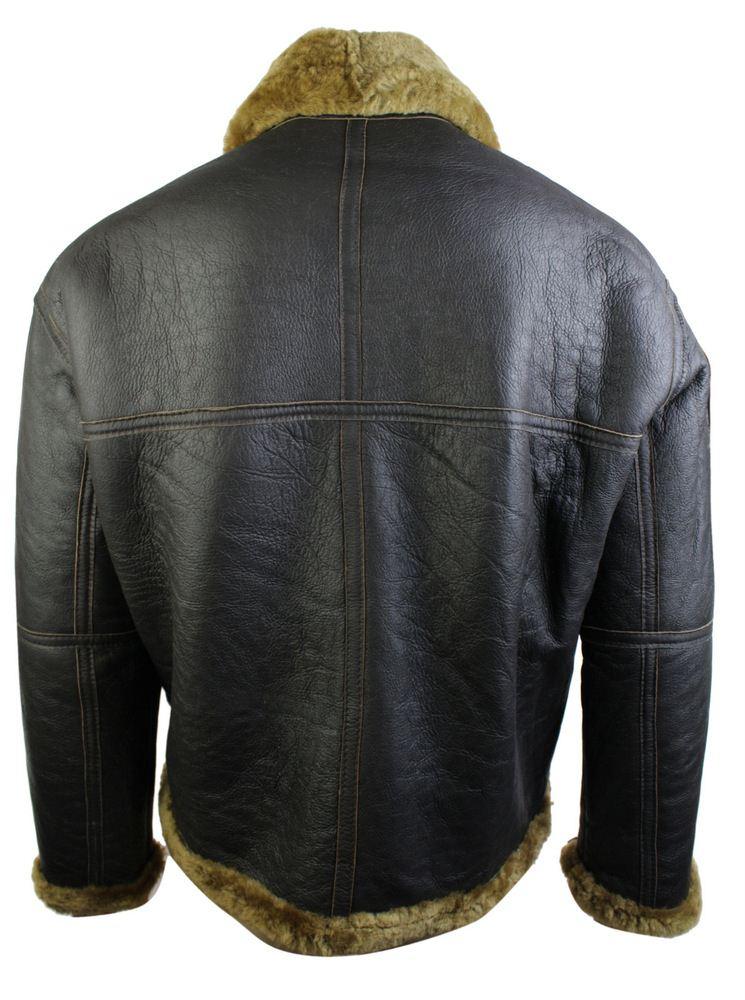 Jaqueta masculina original da RAF em pele de carneiro marrom, estilo piloto, clássica, cor gengibre.