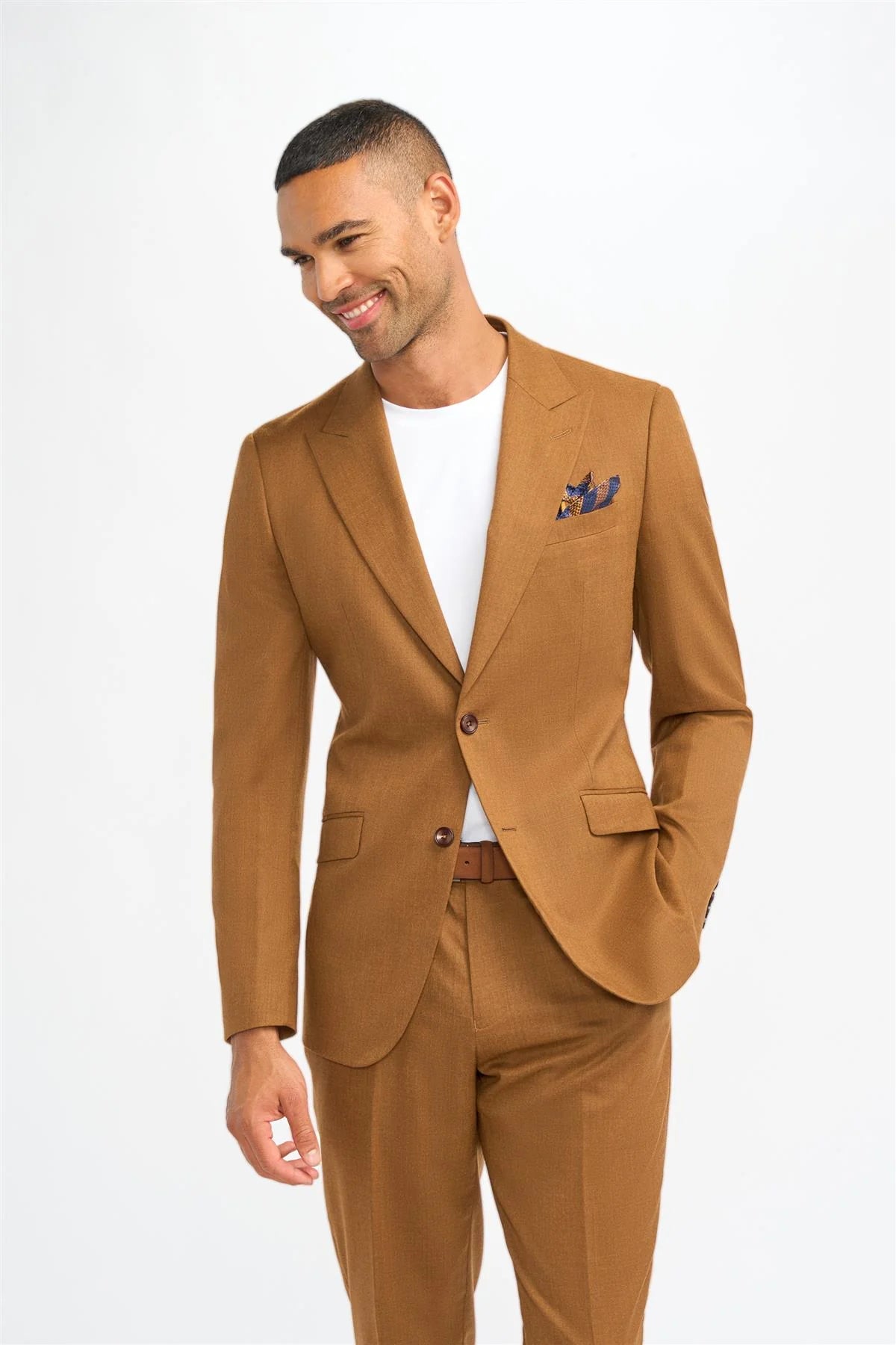 James - Blazer masculino em lã marrom-camel
