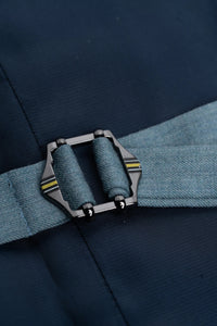 James - Terno masculino azul claro de 3 peças com textura